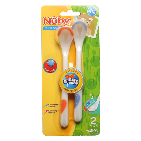  Bộ 2 thìa ăn Nuby báo nhiệt cán dài 5247 