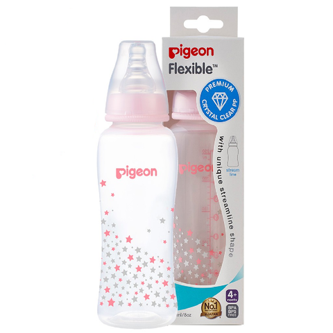  Bình sữa Pigeon Streamline nhựa PP ngôi sao hồng 250ml 
