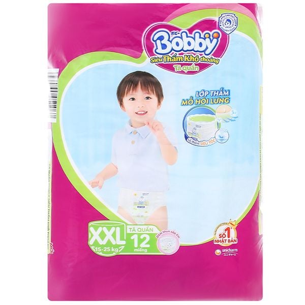  Tã quần Bobby size XXL 12 miếng (15 - 25kg) 