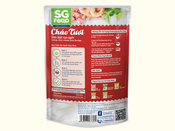  Cháo tươi SGF tôm thịt rau ngót 240g 