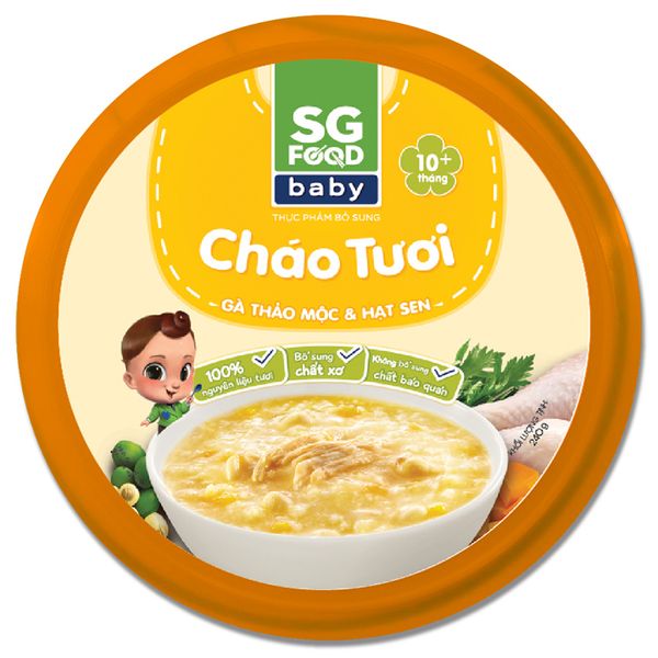  Cháo tươi SG Food Baby gà thảo mộc hạt sen 240g 