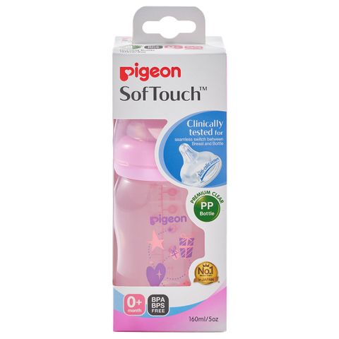  Bình sữa Pigeon nhựa PP Plus họa tiết hồng 160ml 