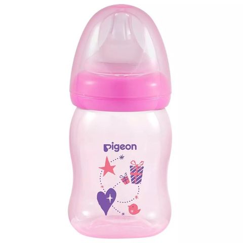  Bình sữa Pigeon nhựa PP Plus họa tiết hồng 160ml 