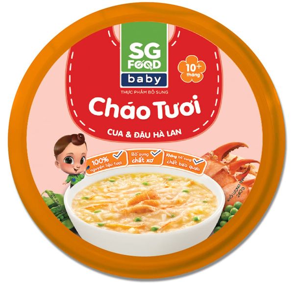  Cháo tươi Baby cua gấc đậu Hà Lan 240g SGF 