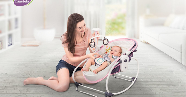  Nôi rung bập bênh kiêm nôi xách tay và giường ngủ 5 trong 1 Mastela ( màu hồng ) 
