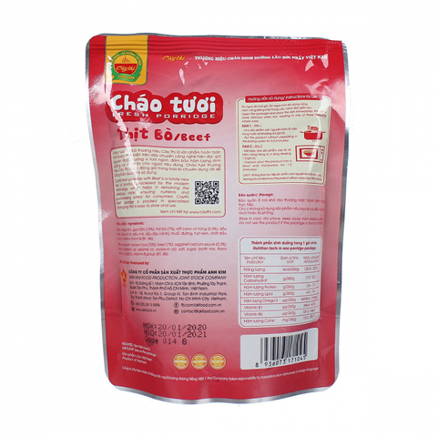  Cháo tươi thịt bò Cây Thị 260g 