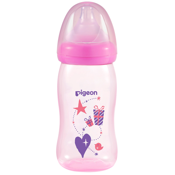  Bình sữa Pigeon nhựa PP plus họa tiết hồng 240ml 