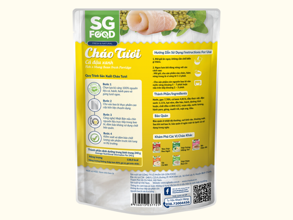  Cháo tươi SG Food cá đậu xanh 240g 