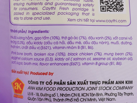  Cháo tươi Cây Thị gà ác đậu xanh 