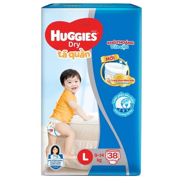  Tã quần Huggies Dry size L 38 miếng (9-14kg) 