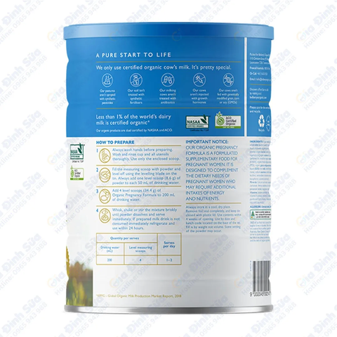  Sữa bột Bellamy's Organic cho mẹ mang thai & cho con bú 900g 