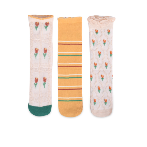  Vớ (tất) lưới cổ cao cao cấp trắng thêu hoa 3-5Y - VO2006.FS 