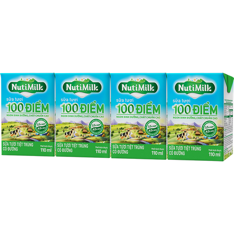  Sữa tươi Nutimilk ST 100 điểm có đường 110ml 