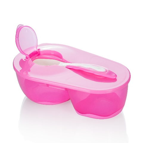  Bát ăn dặm chống trượt 2 ngăn và thìa kèm theo nắp UP5046NC 