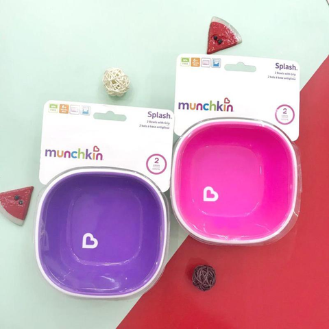  Bộ 2 bát chống trượt Munchkin (hồng - tím) 