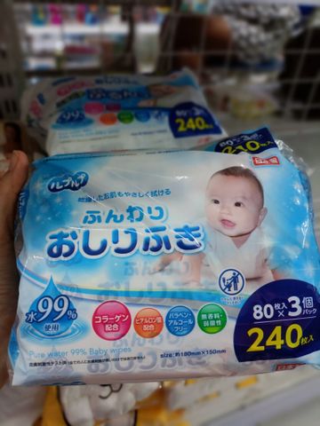  Set 3 gói giấy ướt 80 tờ cho bé (không tẩm hóa chất) 4589606153282 