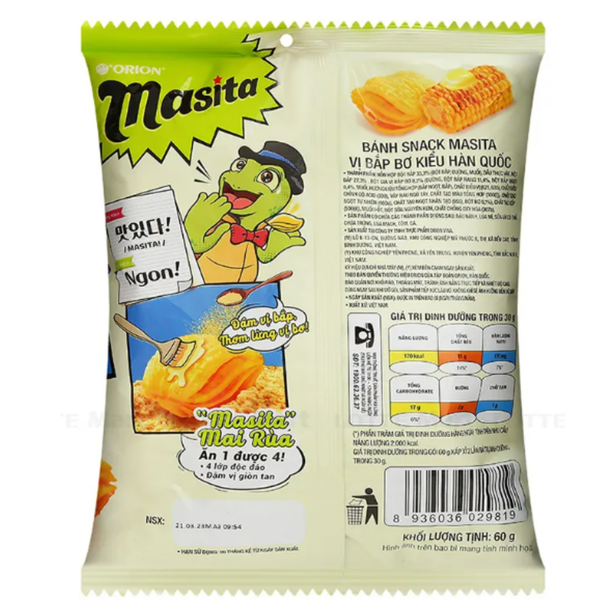  Bánh snack Masita 60g Vị bắp bơ kiểu Hàn Quốc 