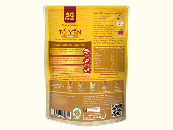  Cháo bổ dưỡng SG Food tổ yến bát bảo 240g 