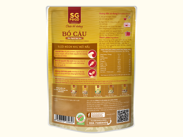 Cháo bổ dưỡng SG Food bồ câu yến mạch hạt sen 240g 