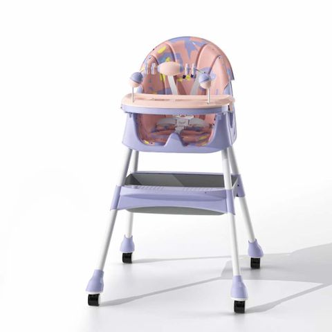  Ghế ăn dặm có bánh xe cao cấp BWBC-E500 Baby high chair Hồng-Tím 250003500 - Everest Kid 
