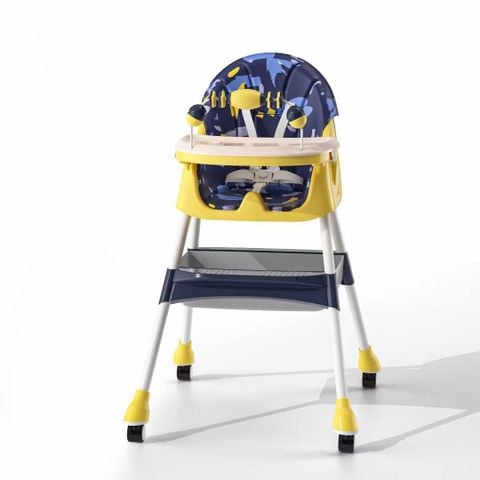  Ghế ăn dặm có bánh xe cao cấp BWBC-E500 Baby high chair Xanh dương-Vàng - Everest Kid 