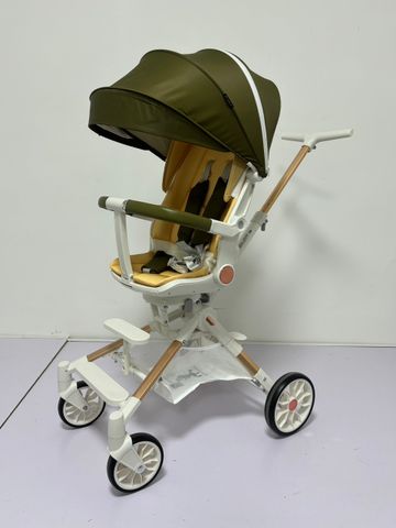  Xe đẩy gấp gọn 2 trong 1 cao cấp xoay 2 chiều BWD88  Baby stroller Trắng - Vàng 