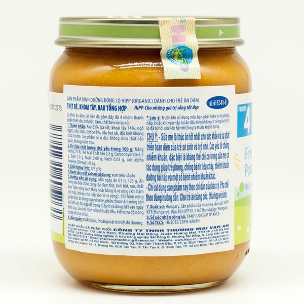 6152 - Dinh dưỡng đóng lọ Hipp thịt bê, khoai tây, rau tổng hợp (125g) 