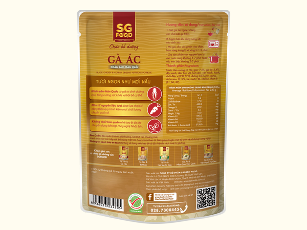  Cháo bổ dưỡng SG Food gà ác nhân sân 240g 