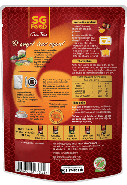  Cháo tươi SGF cá hồi đậu hà lan 240g 