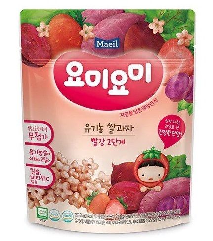  Bánh gạo Organic Maeil Yummy Yummy vị khoai lang tím và dâu tây - 25g (từ 12 tháng tuổi) 