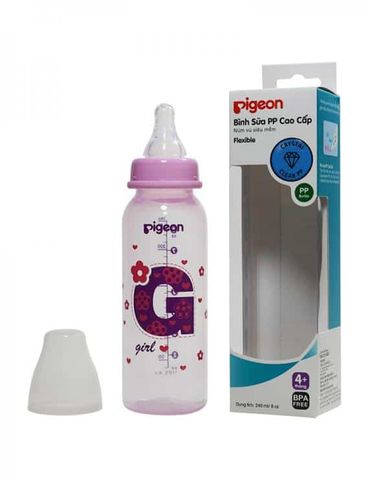  Bình sữa Pigeon nhựa PP cao cấp bé gái 240ml 