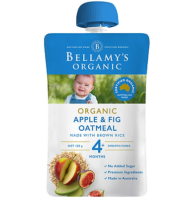  Hỗn hợp táo, sung, yến mạch hữu cơ xay nhuyễn Bellamy's 120g 