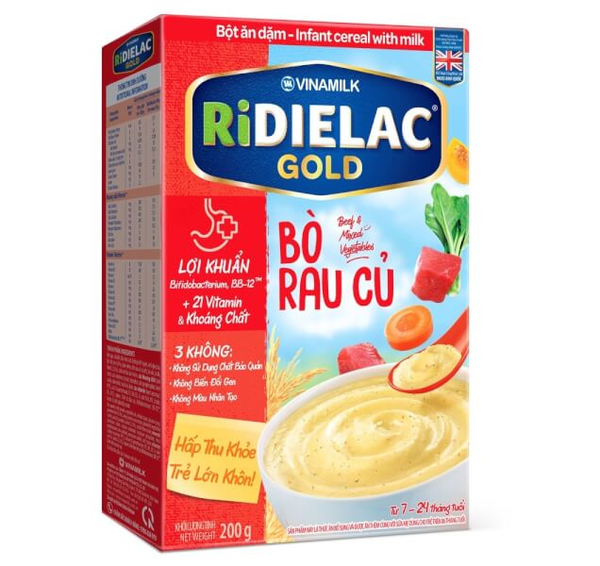  Bột ăn dặm Ridielac Gold bò rau củ 200g 