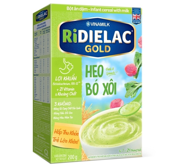  Bột ăn dặm Ridielac Gold heo bó xôi 200g 