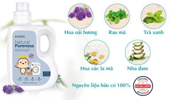  Nước giặt đồ sơ sinh chiết xuất thảo mộc tự nhiên K-Mom 1700ml 