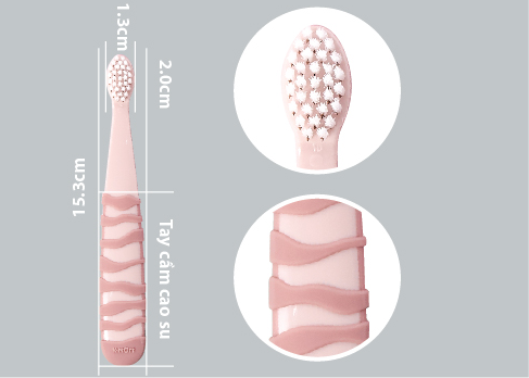  Bàn chải đánh răng trẻ em K-mom 12-36 tháng (hồng) 