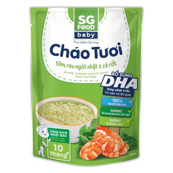  Cháo tươi baby tôm rau ngót Nhật cà rốt 240g SGF 