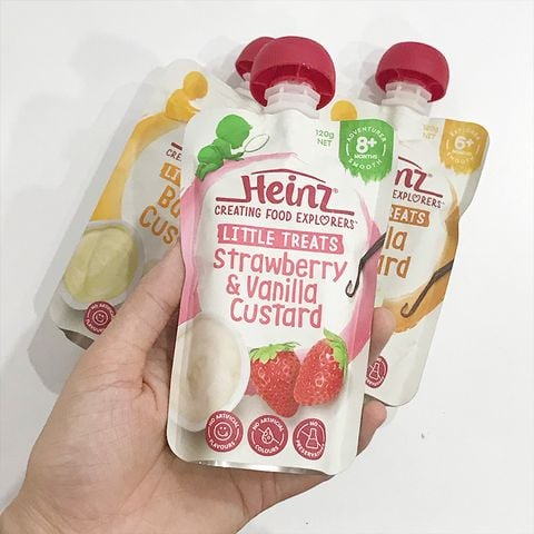  Hỗn hợp nghiền Heinz vị Custard dâu và vani 120g (+8 tháng) 