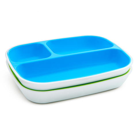  Bộ 2 đĩa chia ngăn chống trượt Munchkin (xanh lá - xanh lơ) 