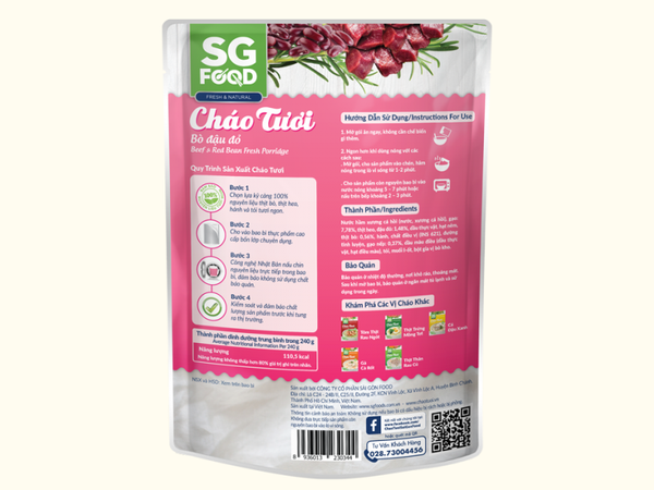  Cháo tươi SG Food bò đậu đỏ 240g 