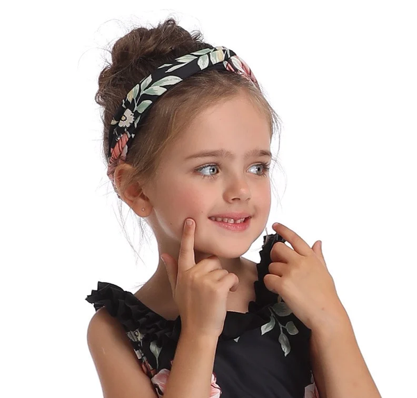  Băng đô cài tóc vải cho bé gái - Black 