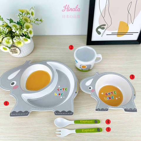  Bộ bát ăn dặm Hinata 5 món (khay, bát, ly, muỗng, nĩa) 