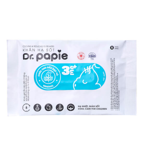  Khăn hạ sốt Dr.Papie 3mo+ (5 gói/hộp) 