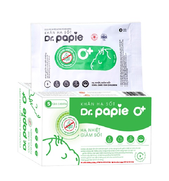  Khăn hạ sốt Dr.Papie 0+ (5 gói/hộp) 