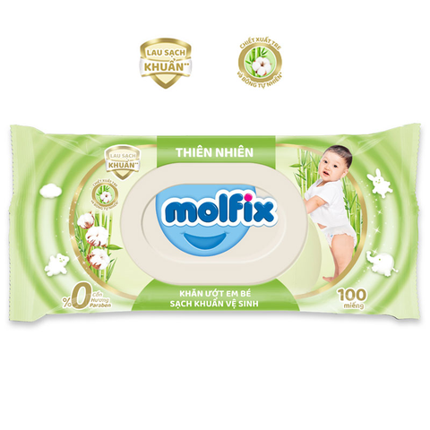  Khăn ướt Molfix sạch khuẩn vệ sinh (100 miếng) 
