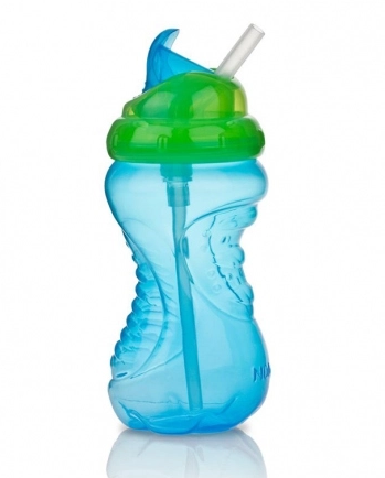  Ca tập uống có ống hút bằng nhựa silicon 420ml Nuby 10149 