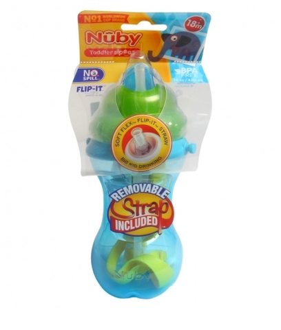  Ca tập uống có ống hút bằng nhựa silicon 420ml Nuby 10149 
