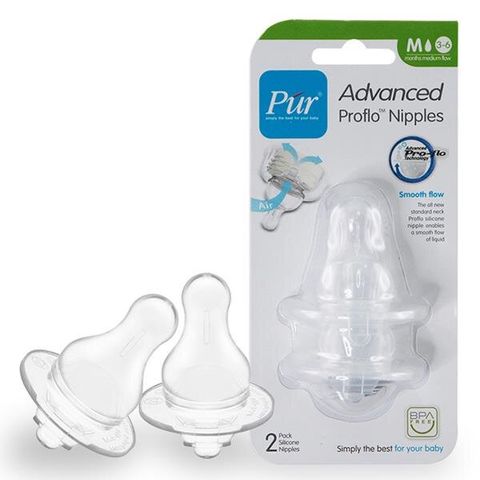  Bộ 2 núm ty Pur Advanced size M cổ thường (từ 3 đến 6 tháng) 