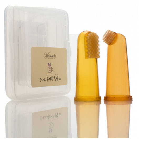  Dụng cụ đánh răng và tưa lợi silicone nano bạc Mamachi - set 2 chiếc 