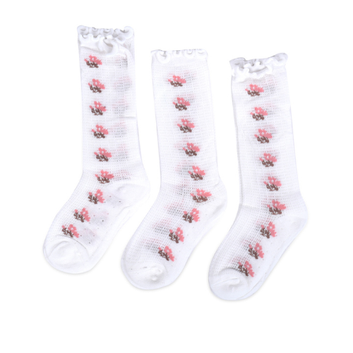  Vớ (tất) lưới cổ cao cao cấp trắng thêu hoa 3-5Y - VO2007.FS 